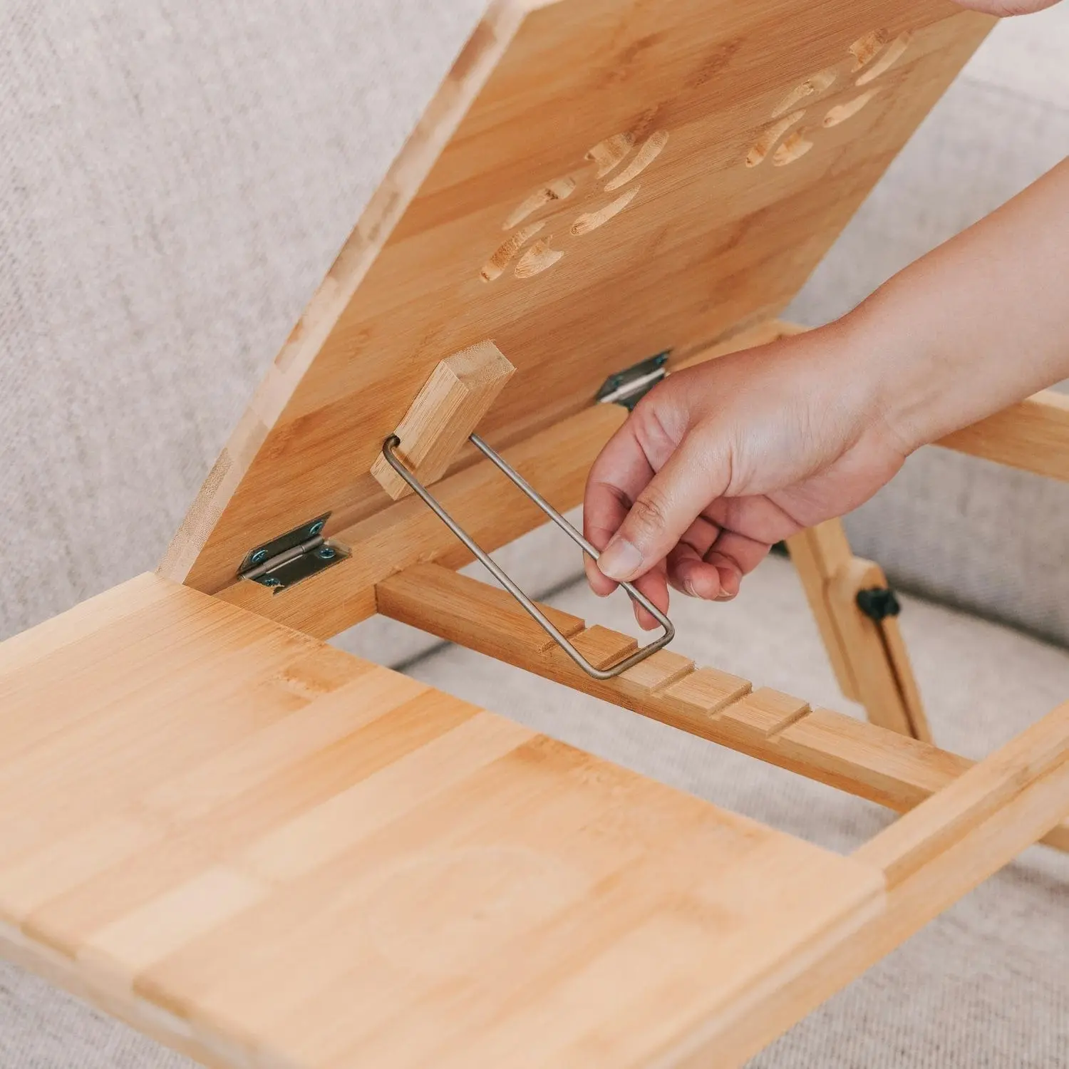 Foldable and Adjustable Bamboo Laptop Table, Bed Tray