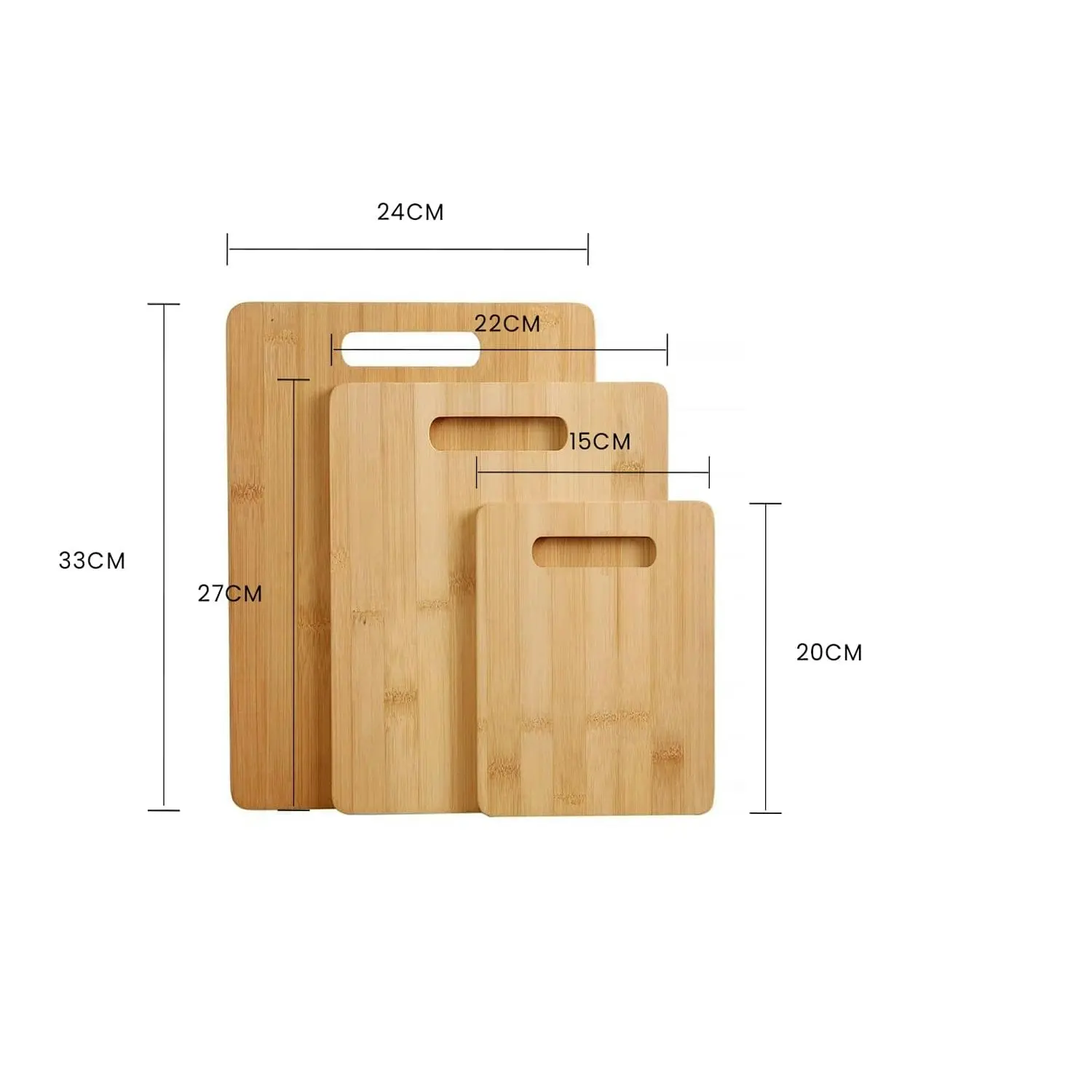 3 Pack Bamboo Cheese Cutting & Serving Chopping Board Set