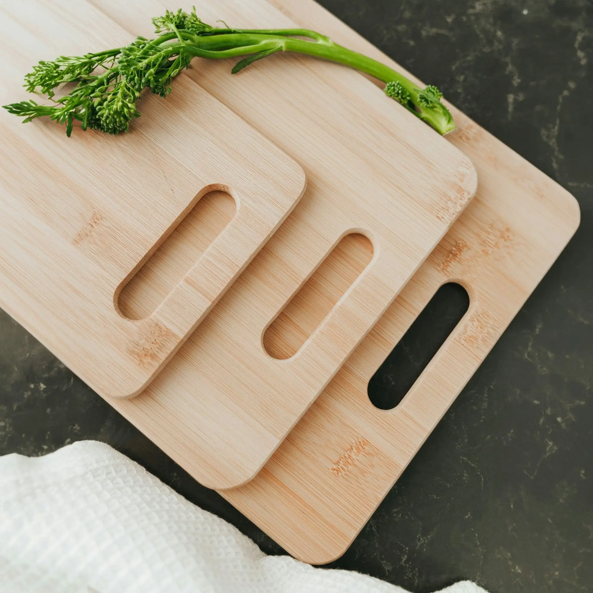 3 Pack Bamboo Cheese Cutting & Serving Chopping Board Set