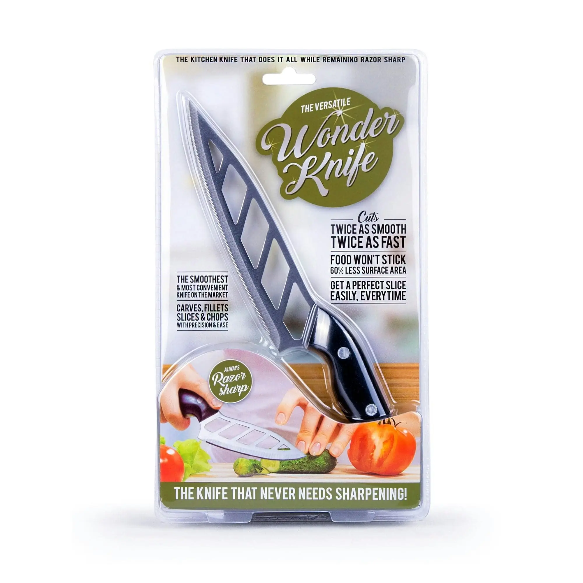 The Versatile Wonder Knife Chef Knife Standless Stell Blade Stay Smooth & Sharp