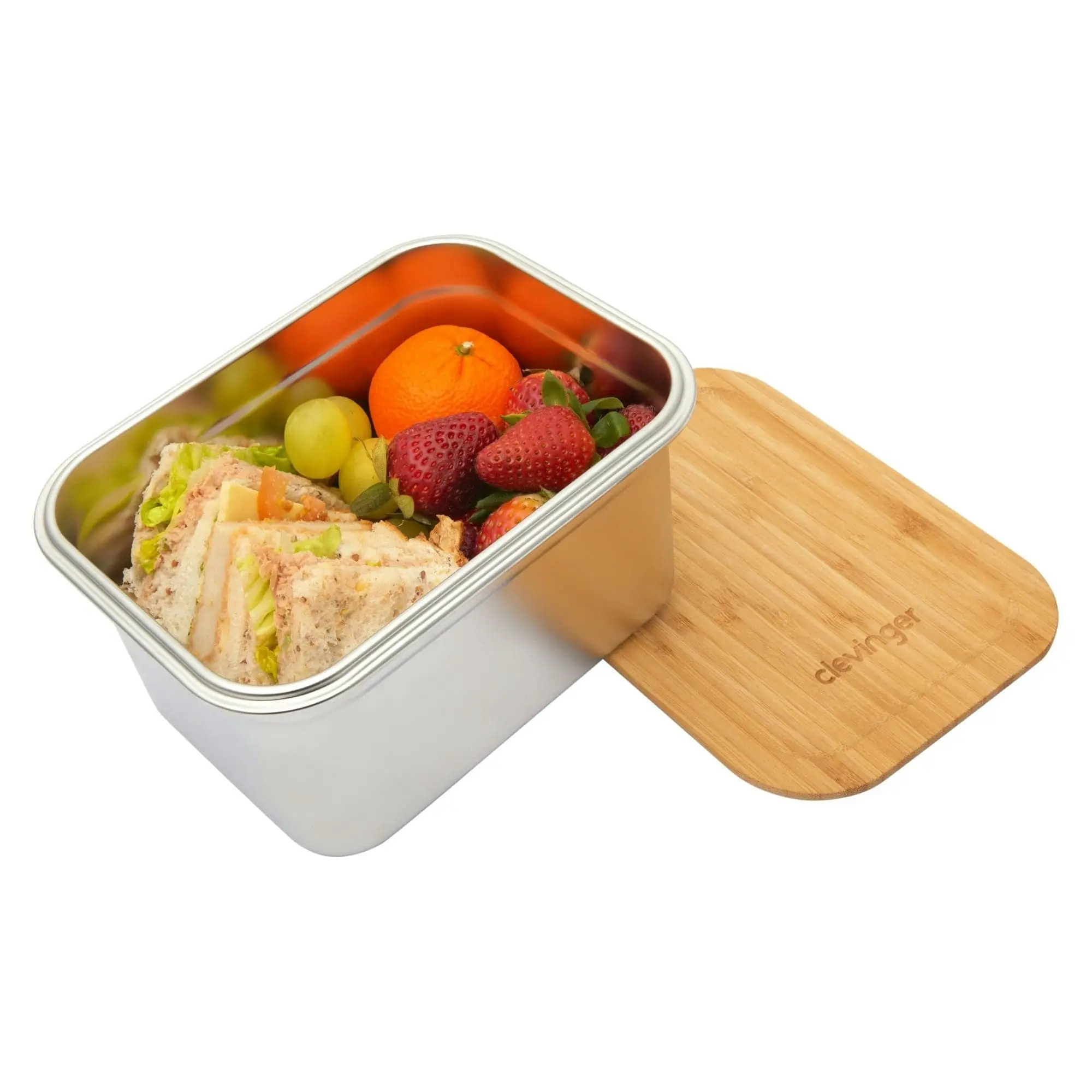 Clevinger Stainless Steel Bamboo Extra Large Lunch Box 2000ml