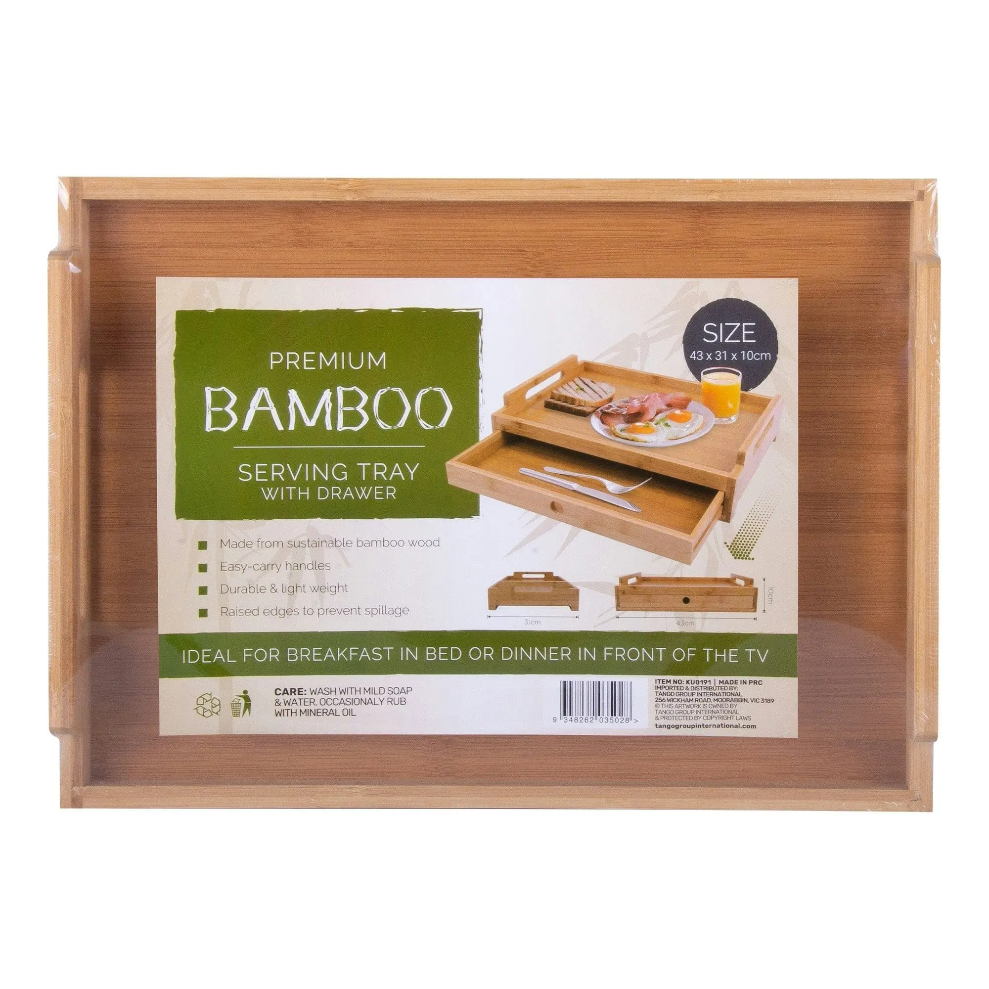 Bamboo Serving Tray With Drawer