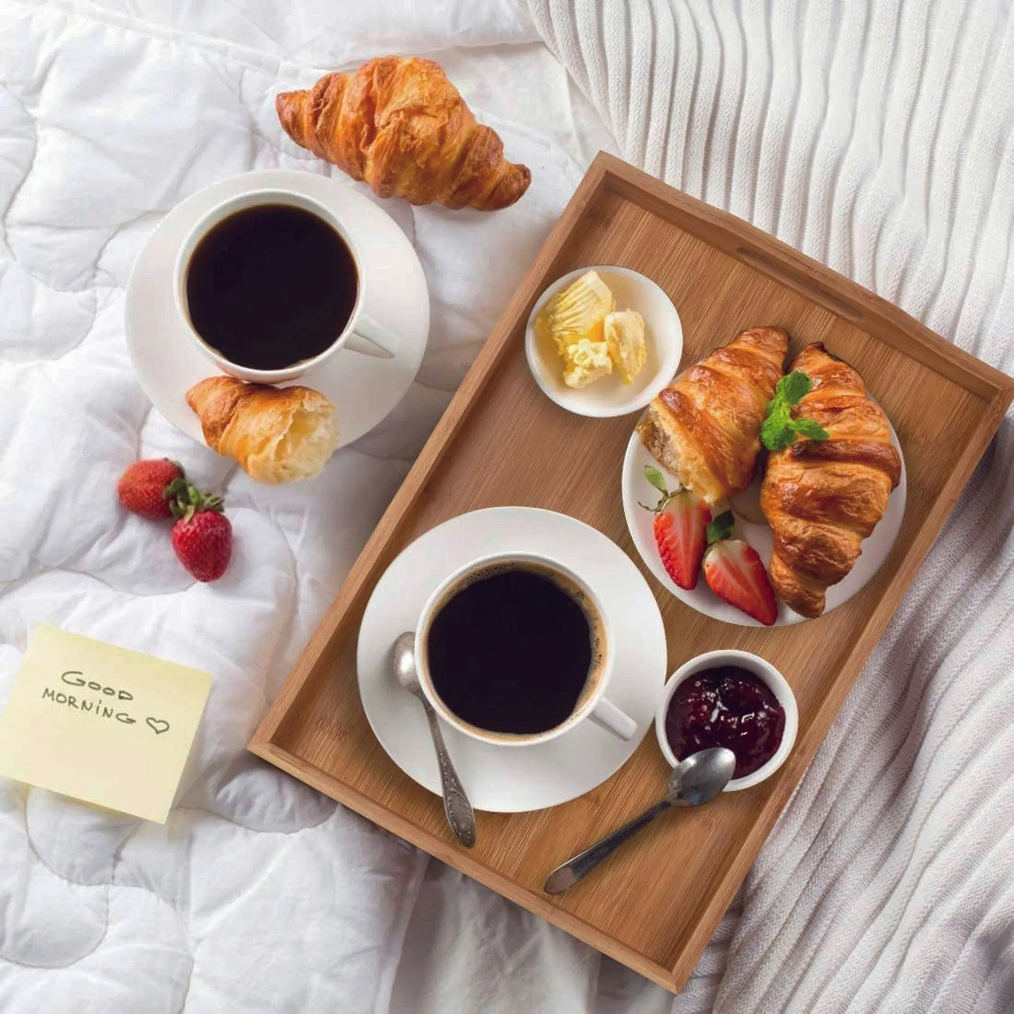 Bamboo Serving Tray With Drawer