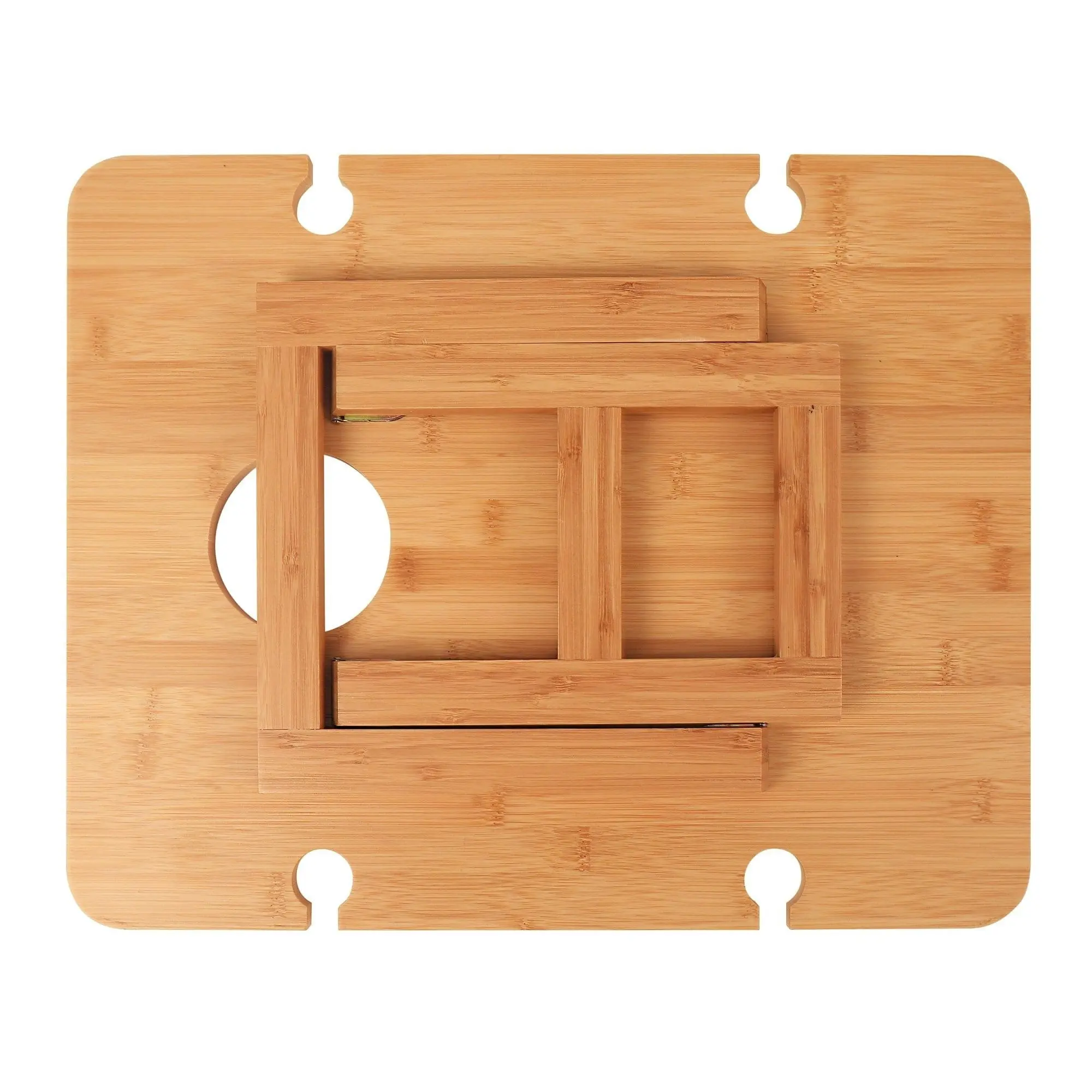 Bamboo Foldable Picnic Table Tray with Wine and Glass Holders