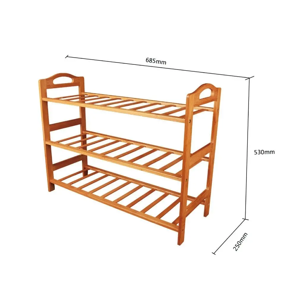 Bamboo 3 Tiers Layers  Storage Shoe Rack & Organiser