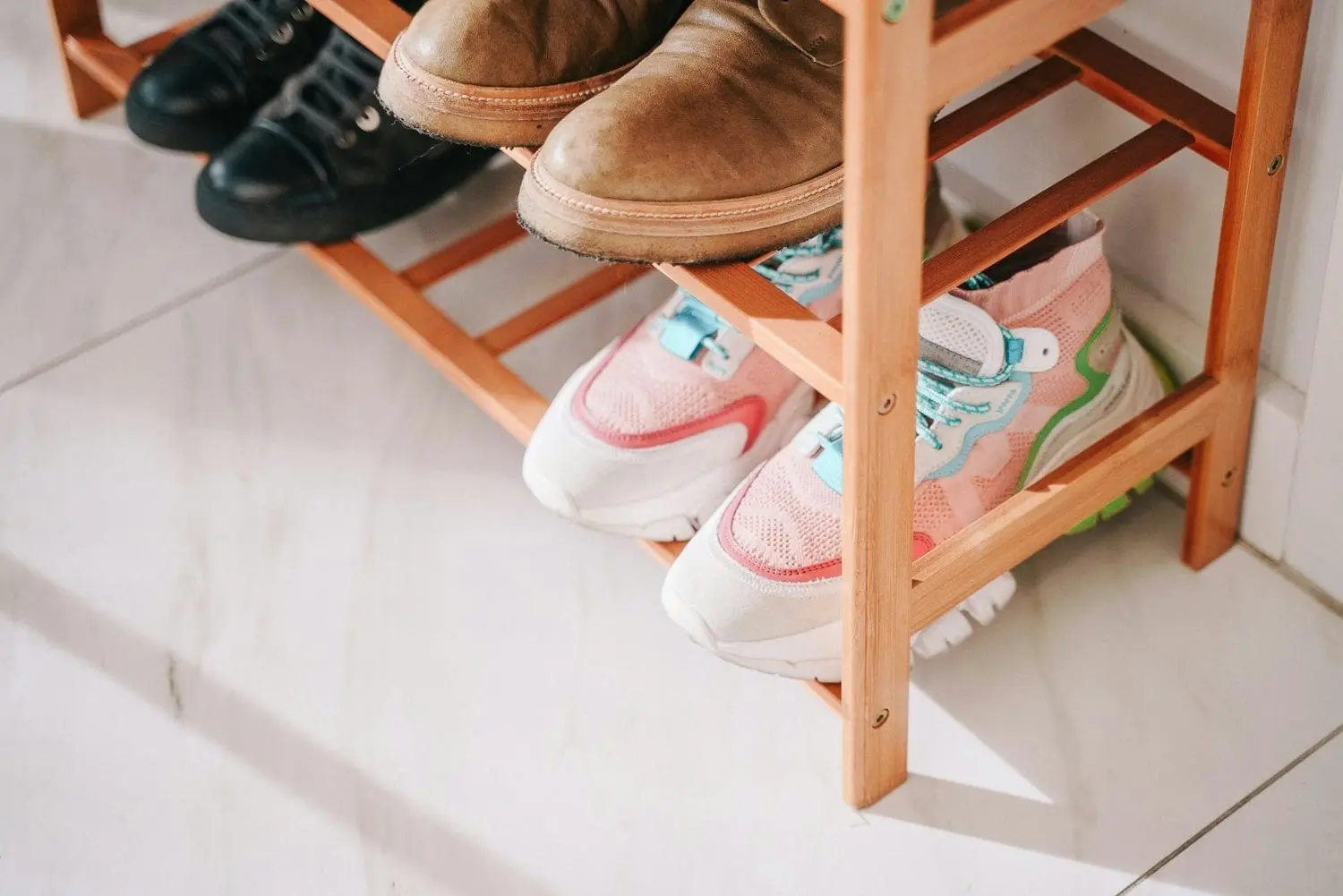 Bamboo 3 Tiers Layers  Storage Shoe Rack & Organiser