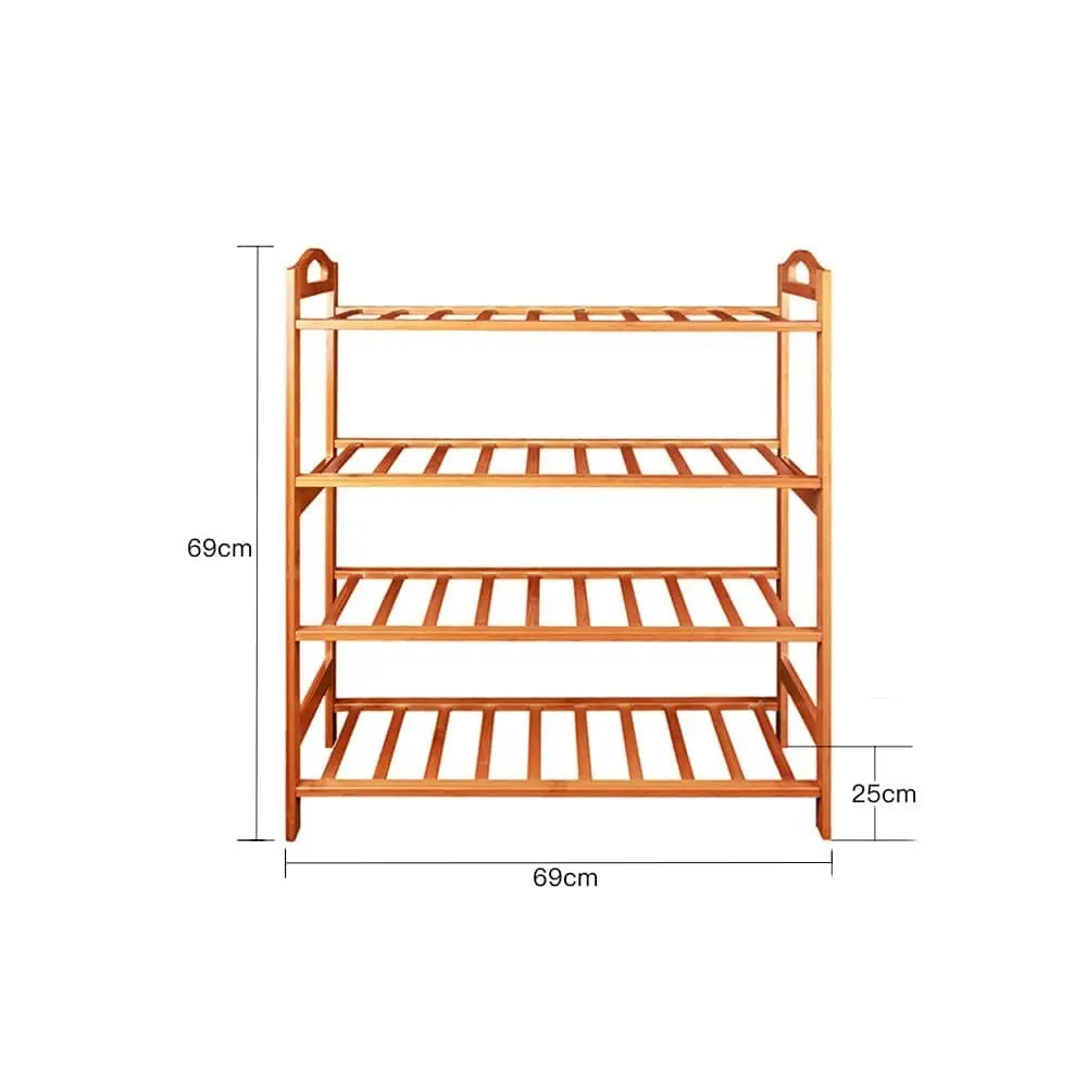 Bamboo 4 Tiers Storage Shoe Rack & Organiser