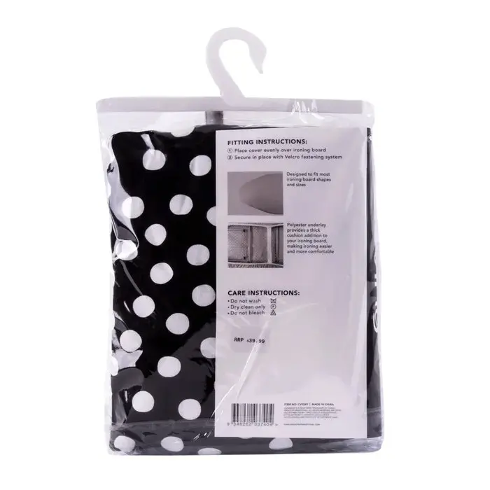 Ironing Board Cover Heat Resistant - Black Polkadot