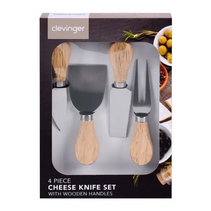 Clevinger Avalon 4 Piece Wood Handle Cheese Knife Set