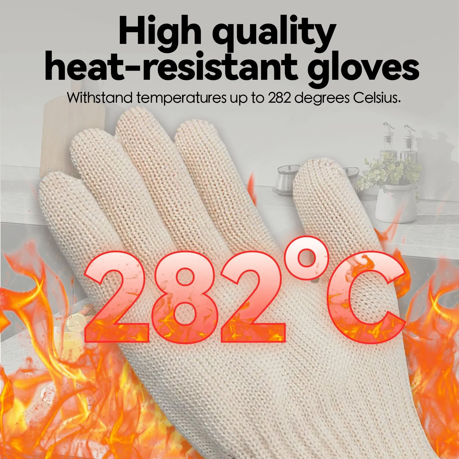 3 Pair 5 Finger Oven Mitt BBQ Grill Gloves