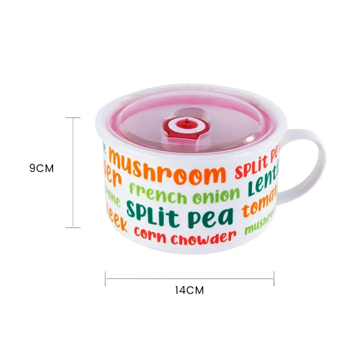 720ml Soup Mug with Silicone Seal Lid 2 Assorted