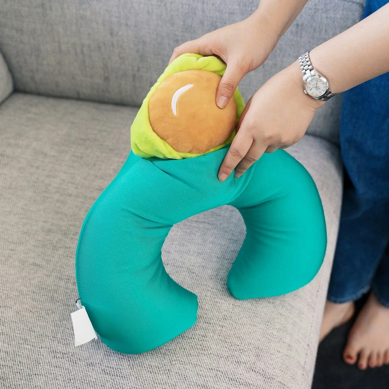 2 Ways Reversible Microfibre Travel Pillow-Avocado/Watermelon