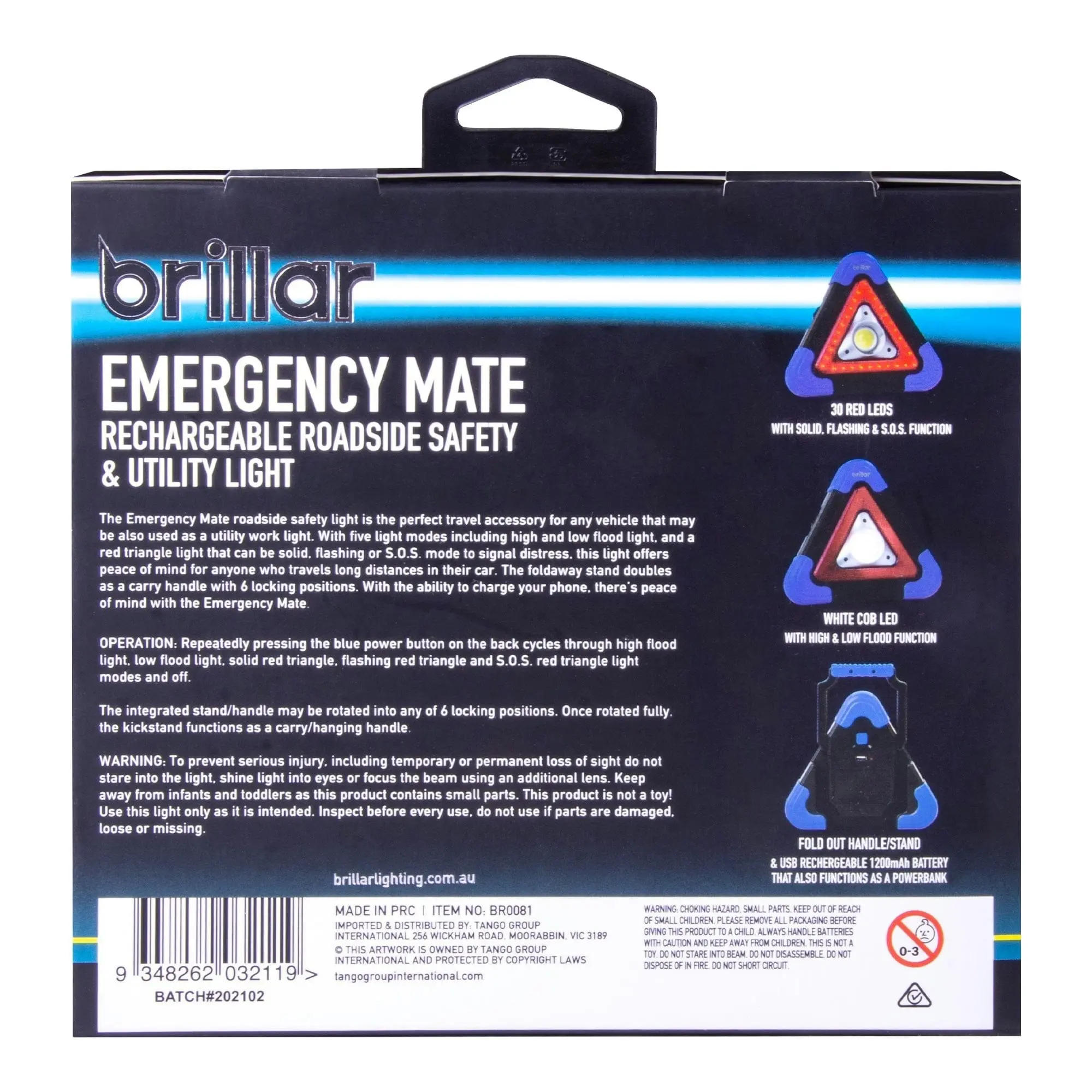 Brillar Emergency Mate - 300 Lumen Rechargeable Roadside Safety Light