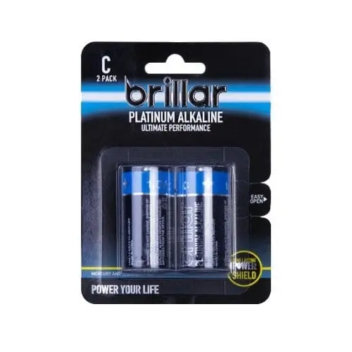 Brillar C Platinum Alkaline Batteries 2pk