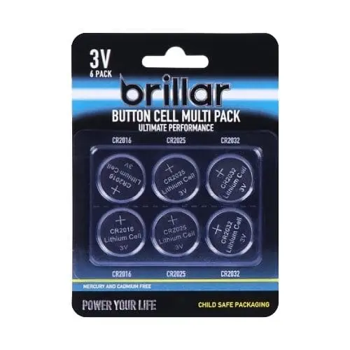 Brillar Lithium Button Cell Batteries 6pk