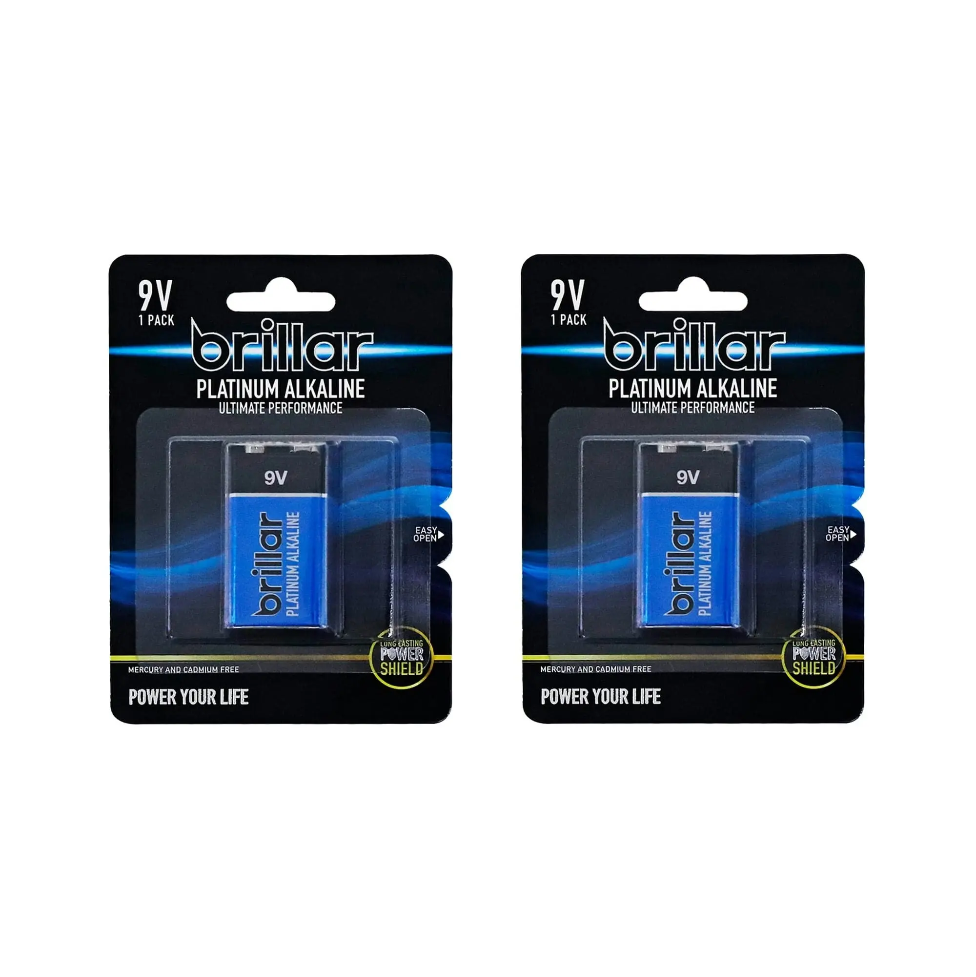 Brillar 9V Platinum Alkaline Battery 2 Pack