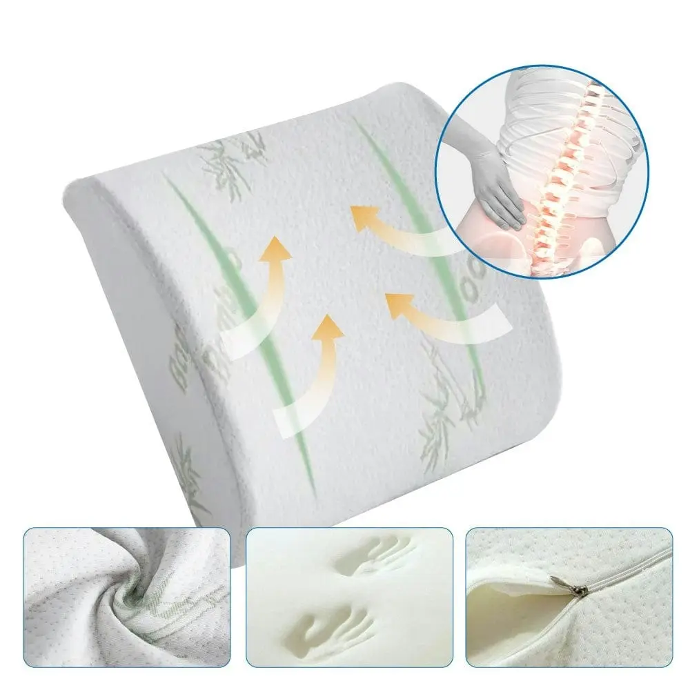 2 x Bamboo Memory Foam Lumbar Support Cushion