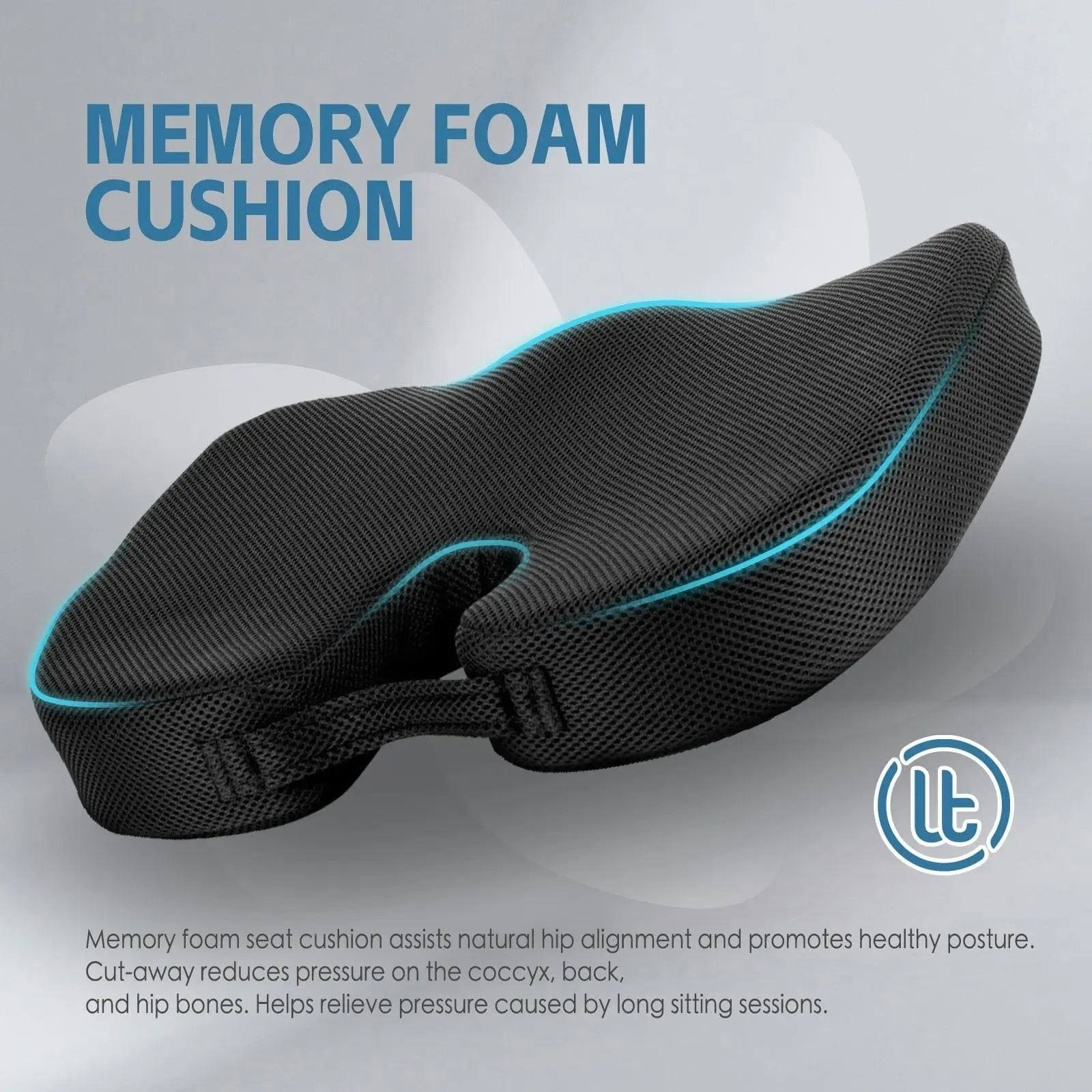 Memory Foam Lumbar Back Support Cushion Seat Set