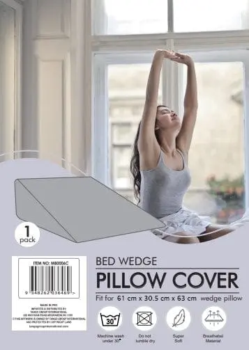 Memory Foam Bed Wedge Pillow Replace Cover Only Grey