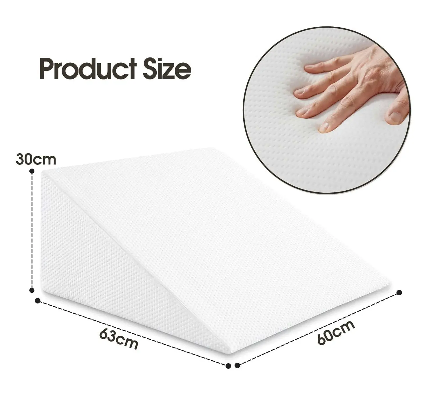 Memory Foam Bed Wedge Pillow Replace Cover Only Grey