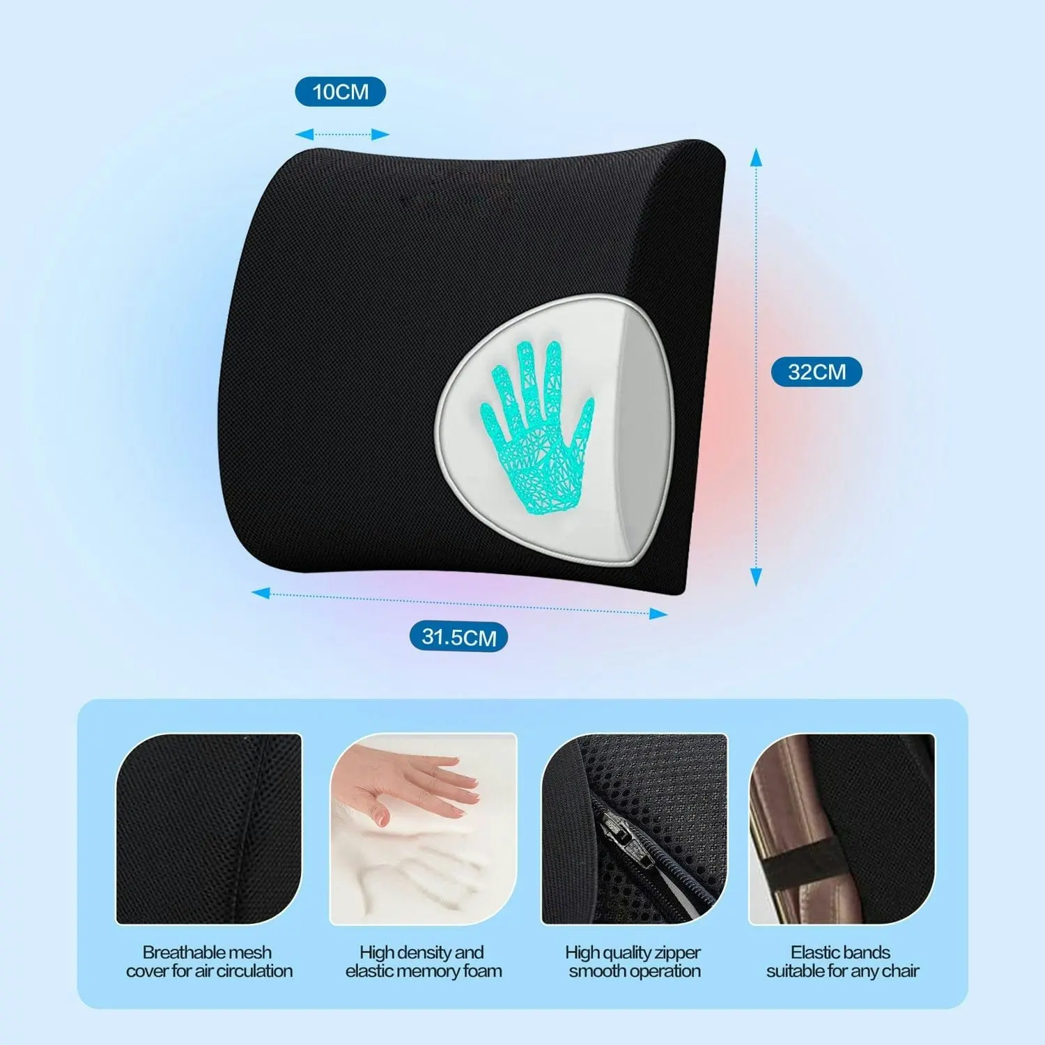 Bamboo Memory Foam Lumbar Support Cushion