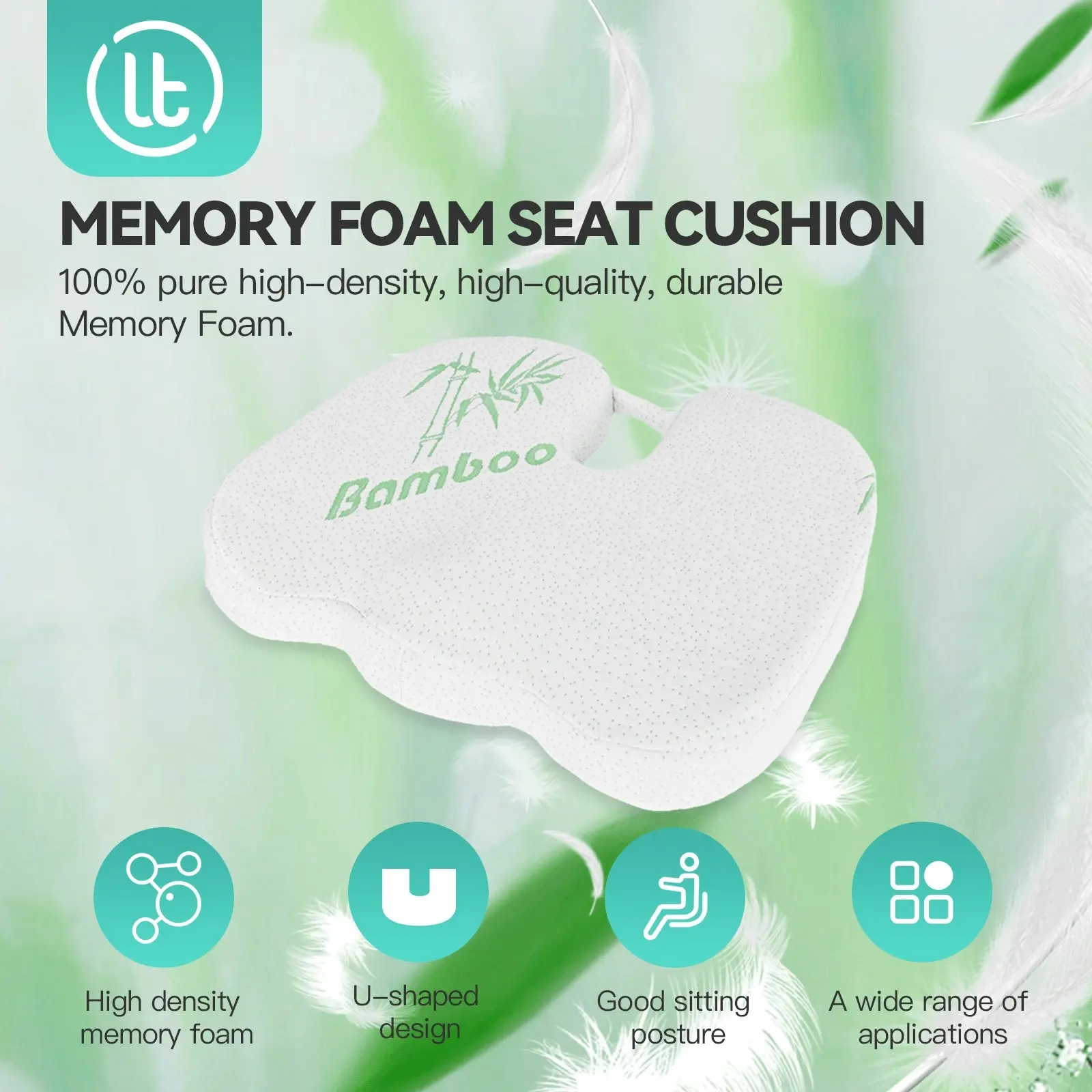 Bamboo Memory Foam Pressure Relief Seat Cushion