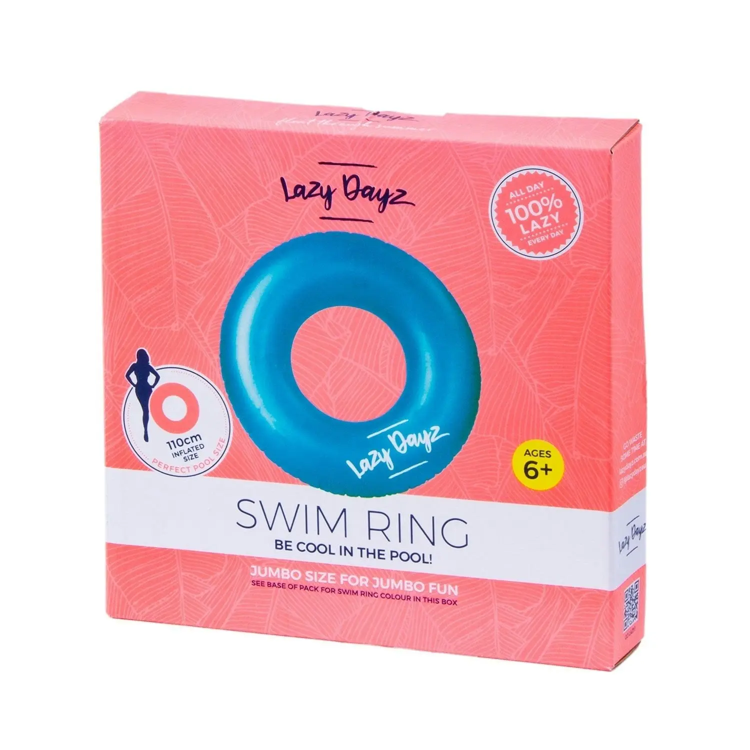 110cm Lazy Dayz Inflatable Swim Ring - Teal