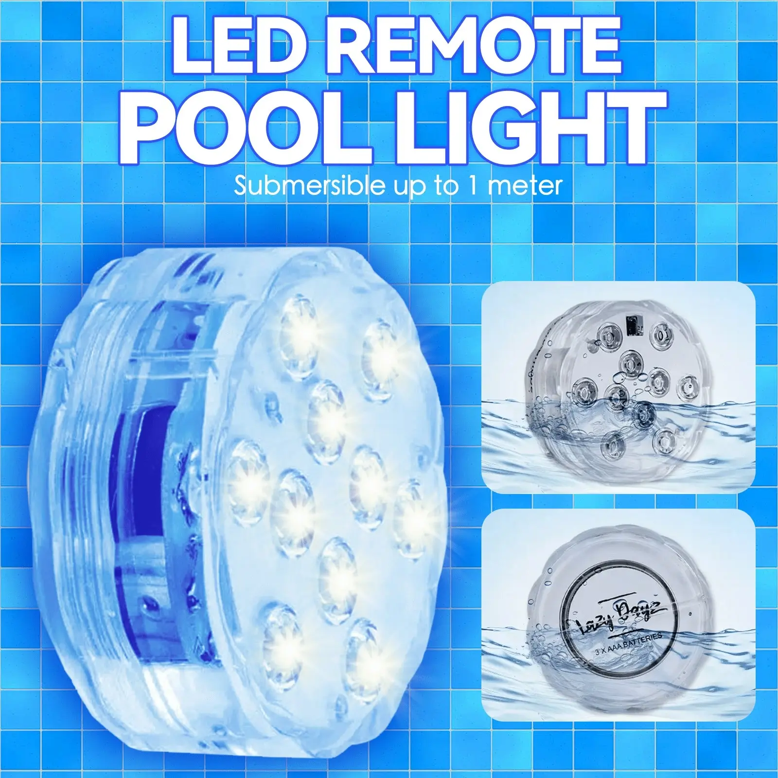 Lazy Dayz 13 Colors LED Remote Pool Light 4 Pack