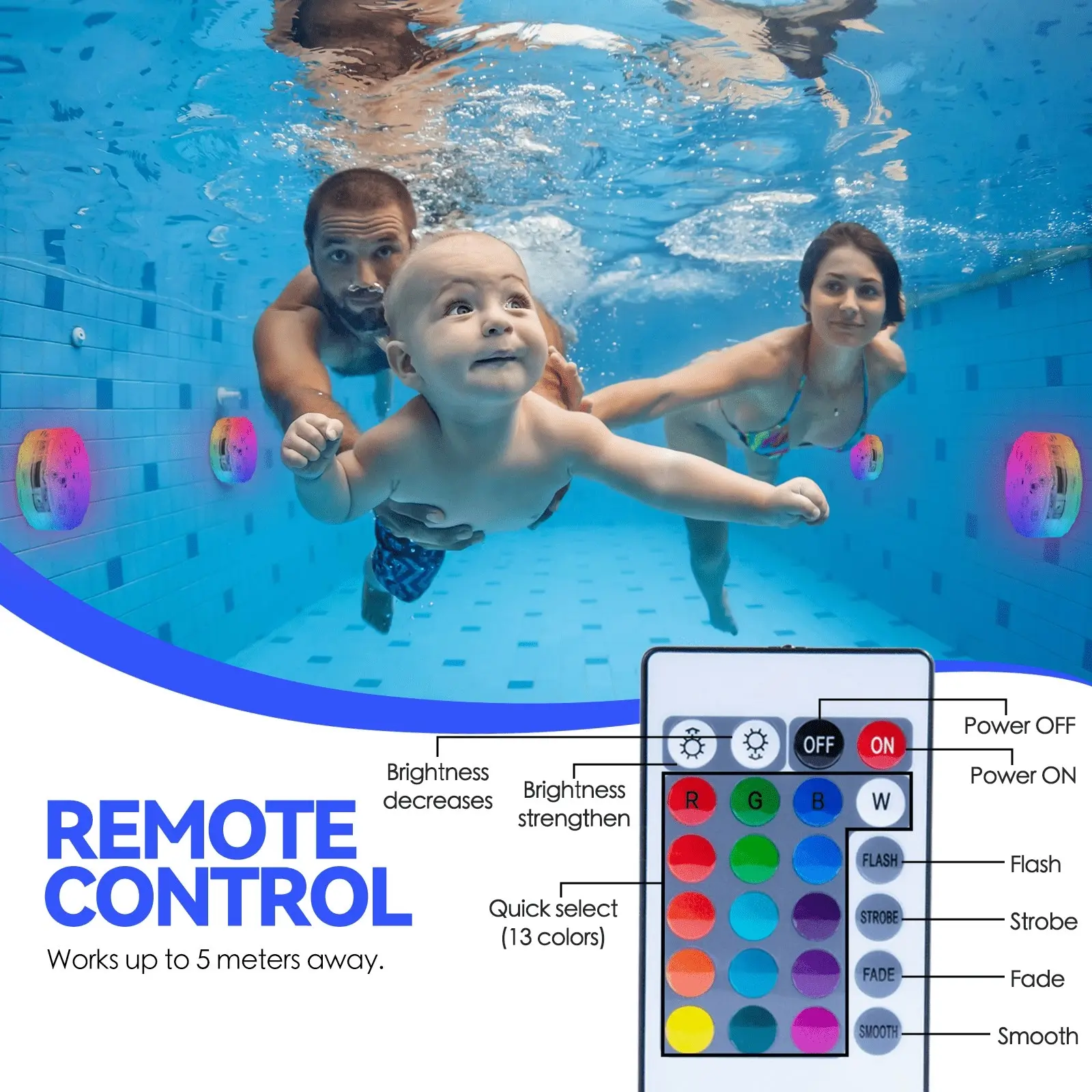 Lazy Dayz 13 Colors LED Remote Pool Light 6 Pack