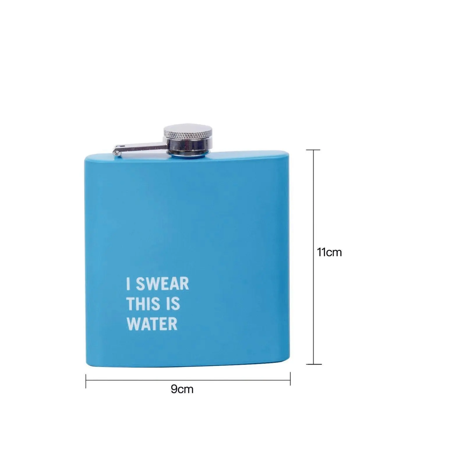 175ml Stainless Steel Hip Flask w Funny Quotes-Blue