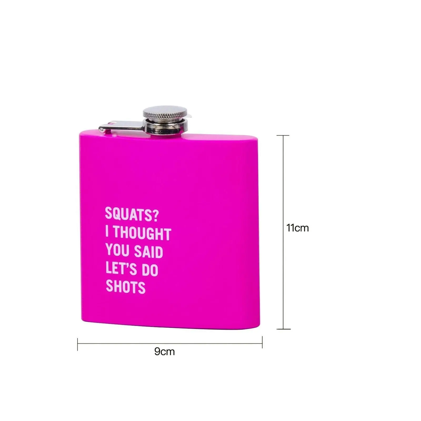 175ml Stainless Steel Hip Flask w Funny Quotes-Pink