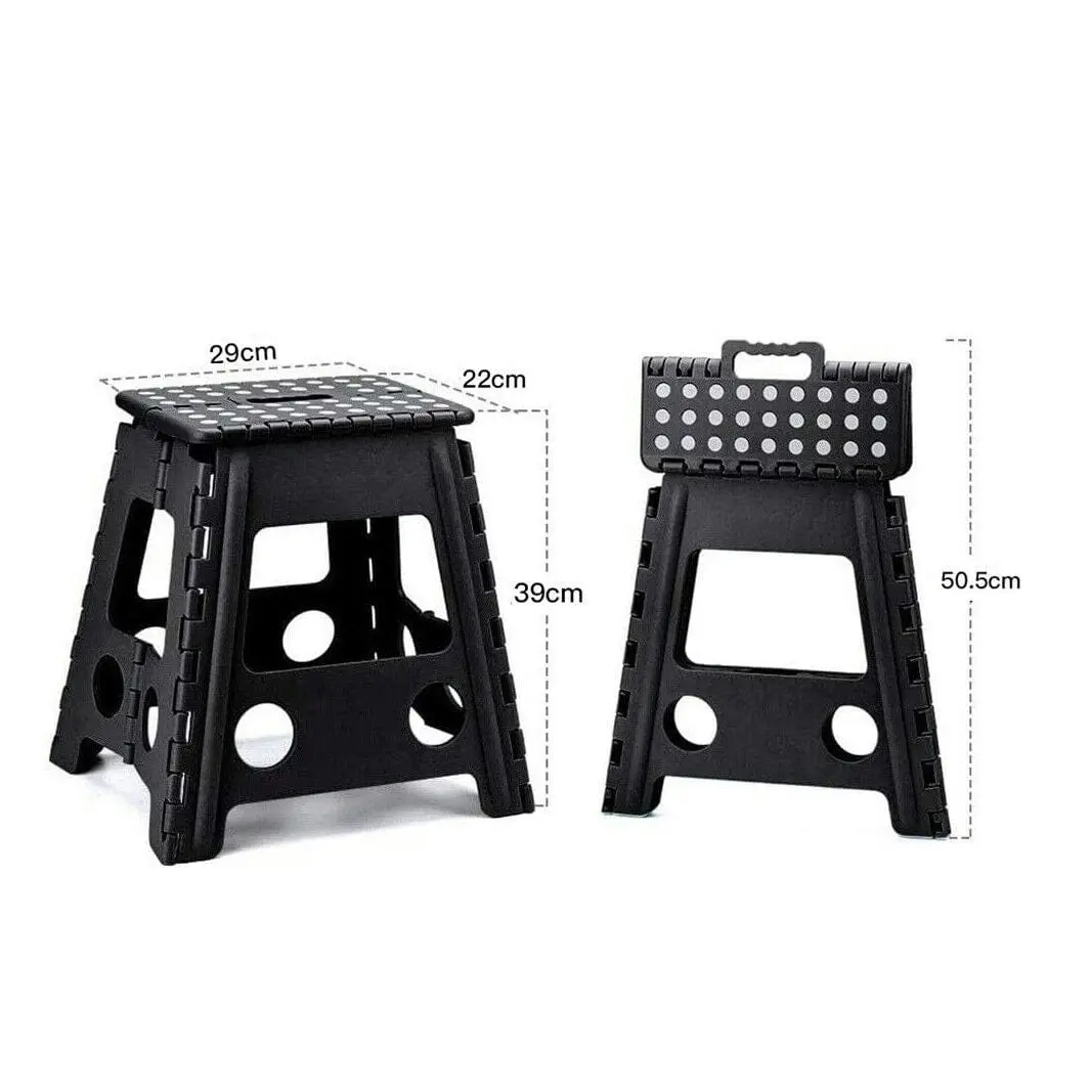 Large Plastic Folding Stool Portable Chair Outdoor Camping Black