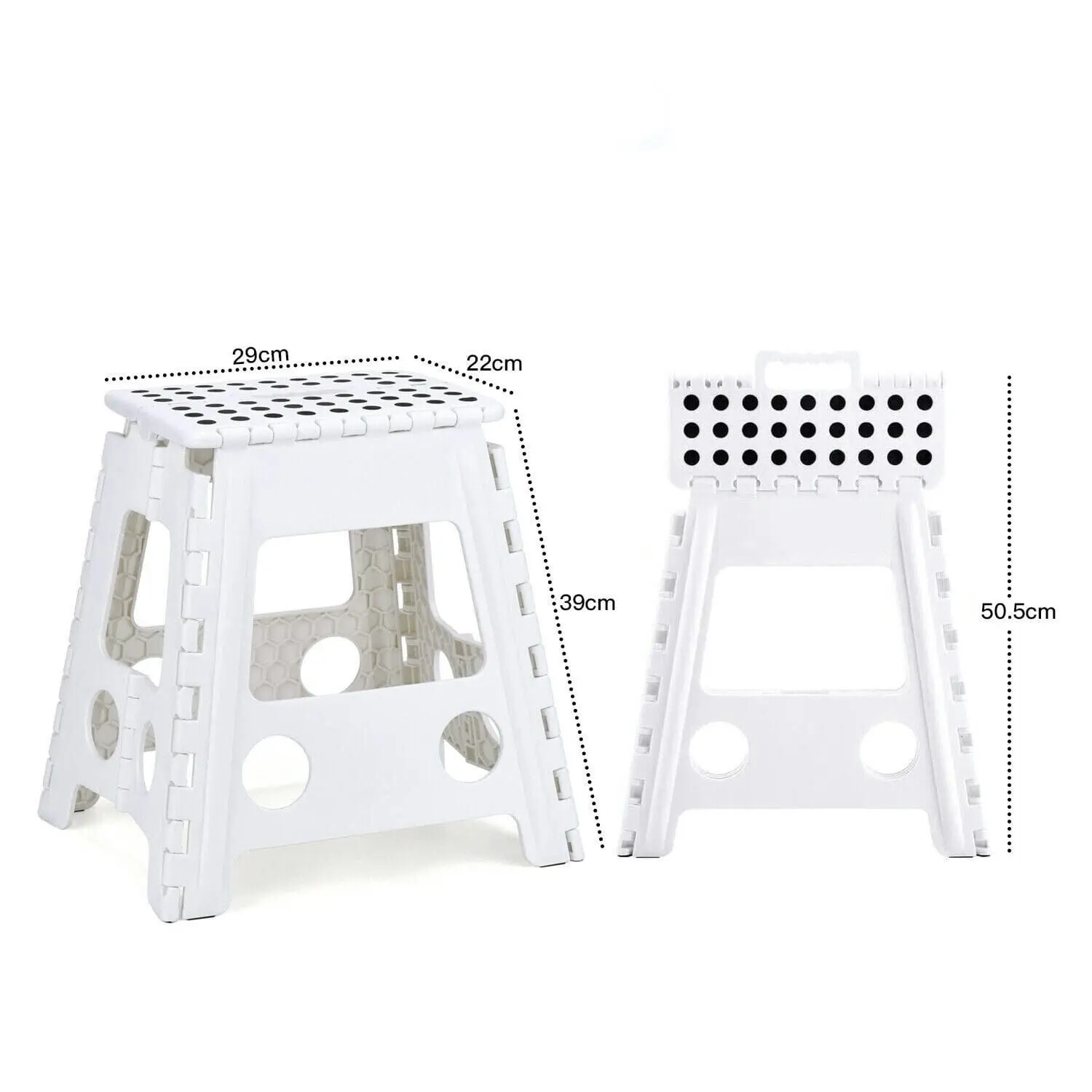 Large Plastic Folding Stool Portable Chair Outdoor Camping White