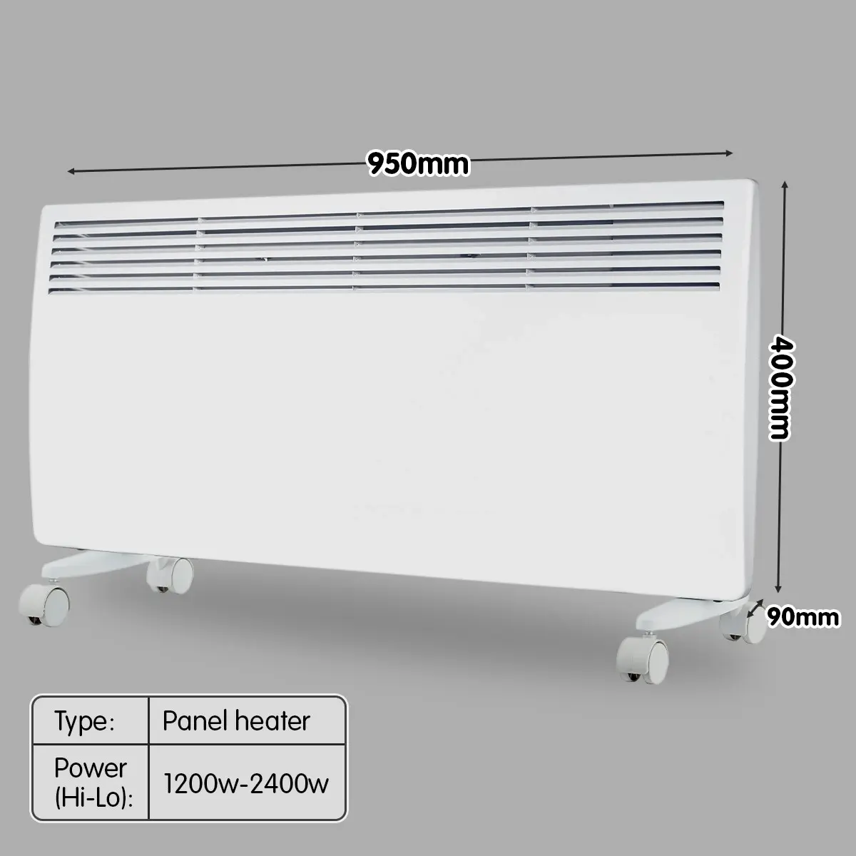 Levante NDM-24WT 2400W Electric Panel Heater Wifi Thermostat Castors