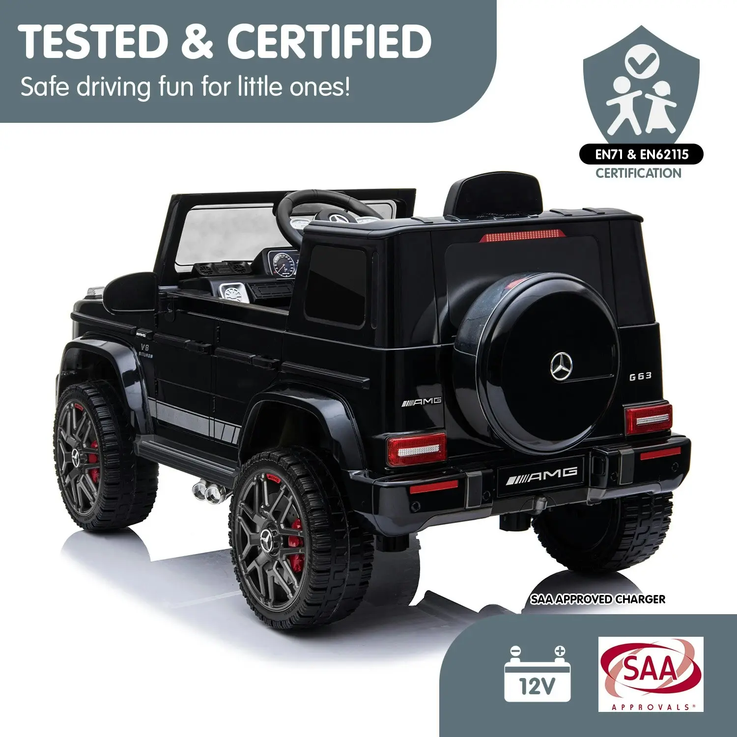 Mercedes Benz AMG G63 Licensed Kids Ride On Electric Car Remote Control - Black