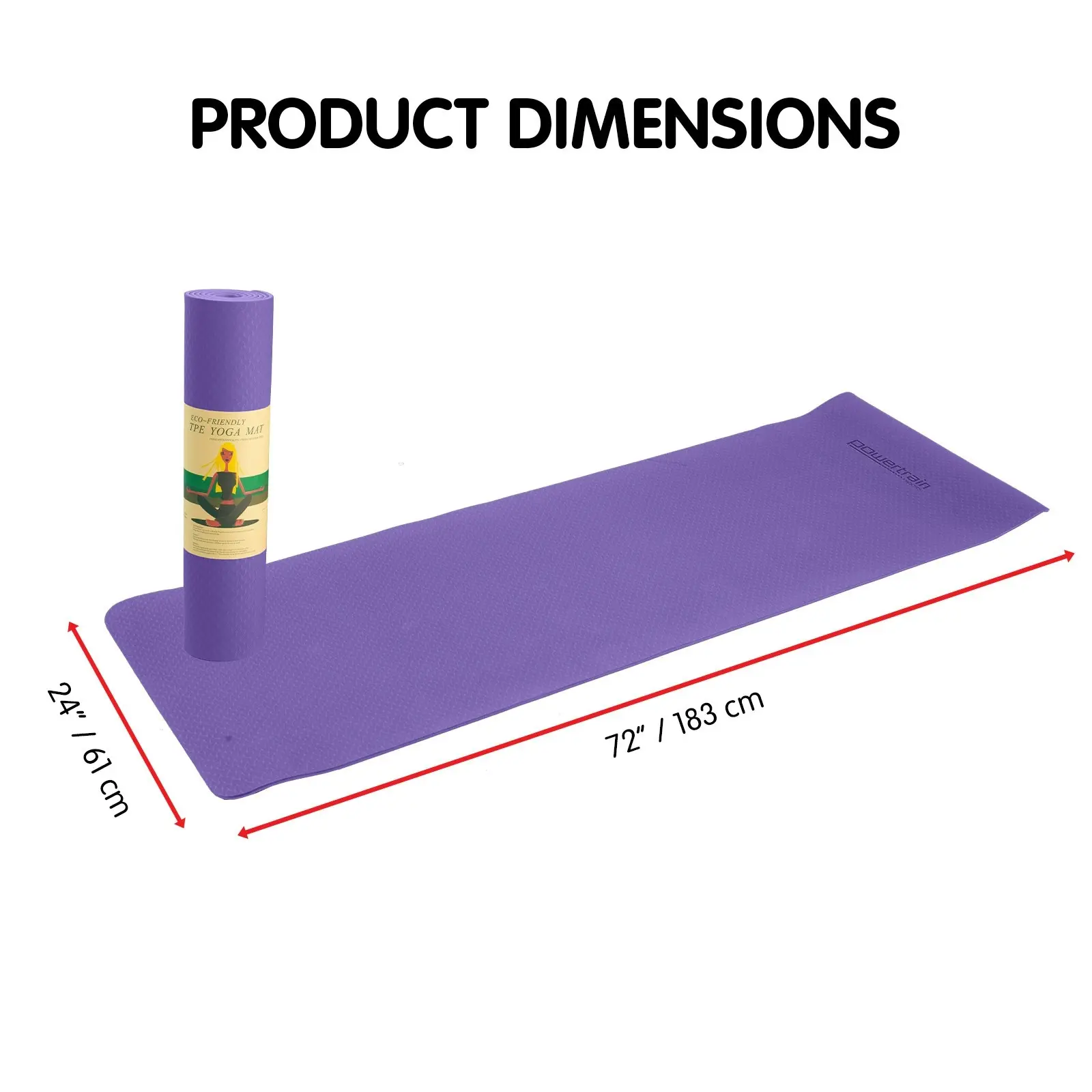 Powertrain Eco-Friendly TPE Yoga Pilates Exercise Mat 6mm - Lilac