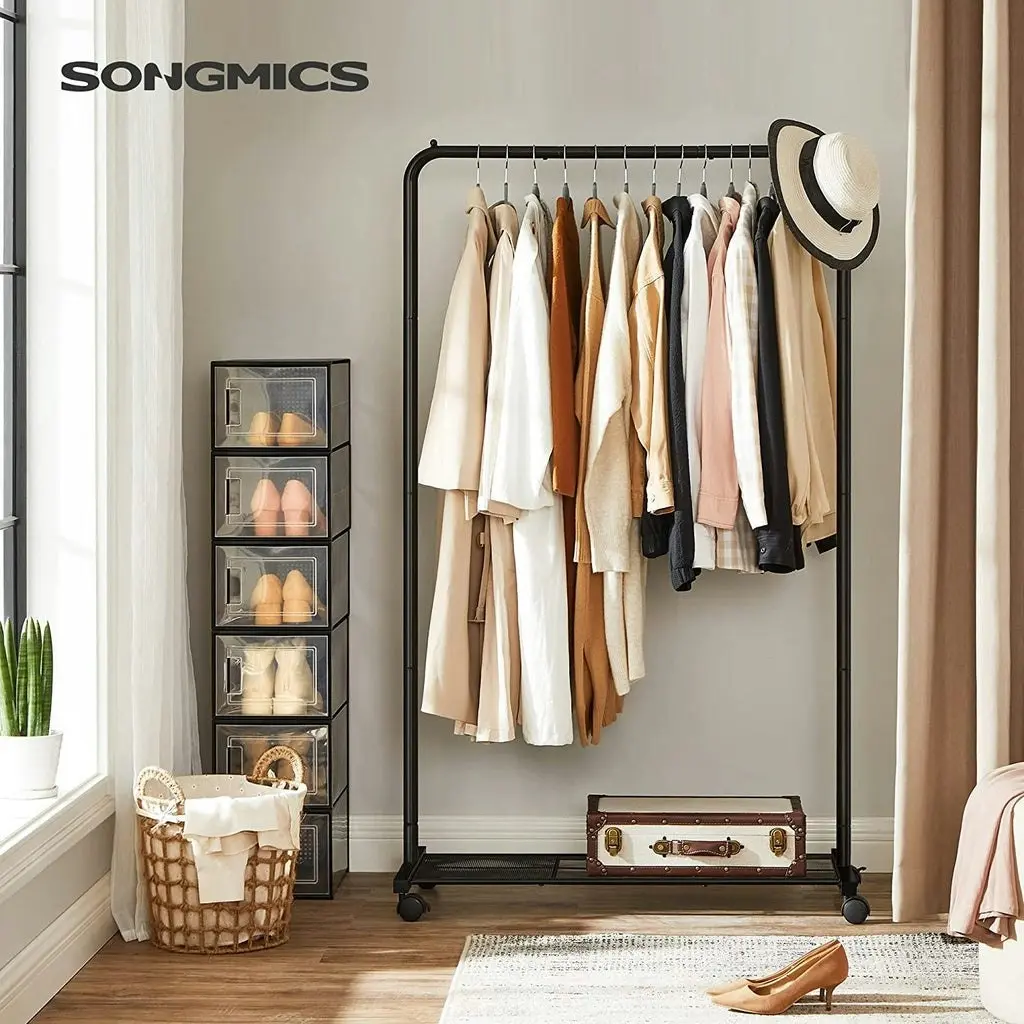 Songmics Clothes Rack With Wheels Sturdy Steel Frame Black Hsr25bk - One Size