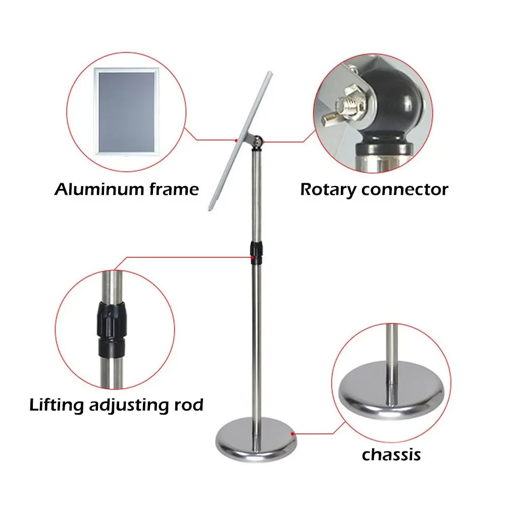 A4 Floor Poster Stand Foyer Pedestal Sign Holder Business Menu Display - One Size