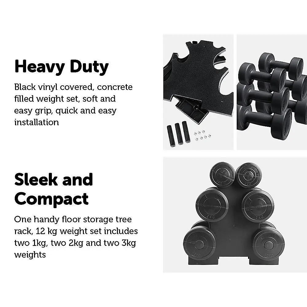 Randy & Travis Machinery 12Kg Dumbbell Weights Set - One Size