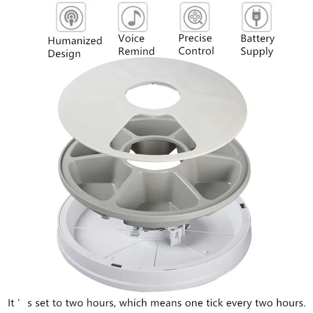 Auto Lcd Digital Dog Pet Feeder Dispenser Food Bowl Cat 6 Meal Automatic Program - One Size