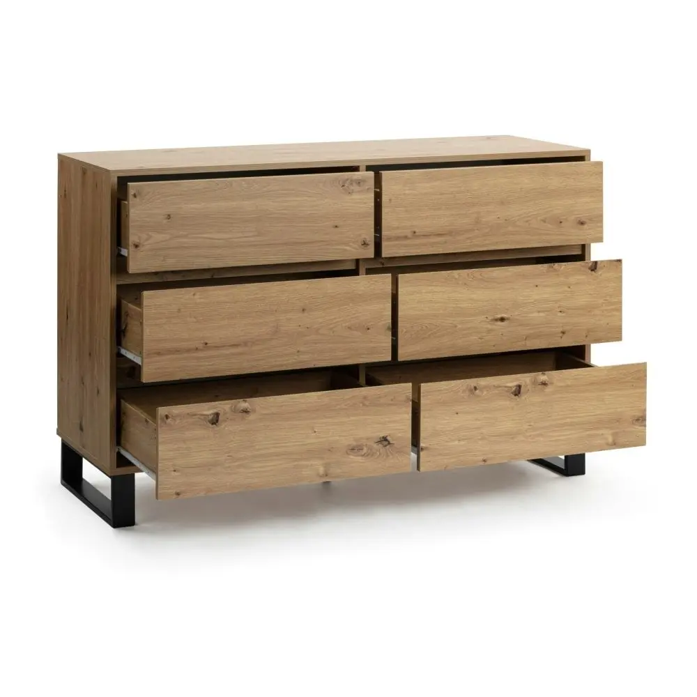 Design Square Boris Wooden Chest Of Drawers Dresser Storage Cabinet - Oak/Black