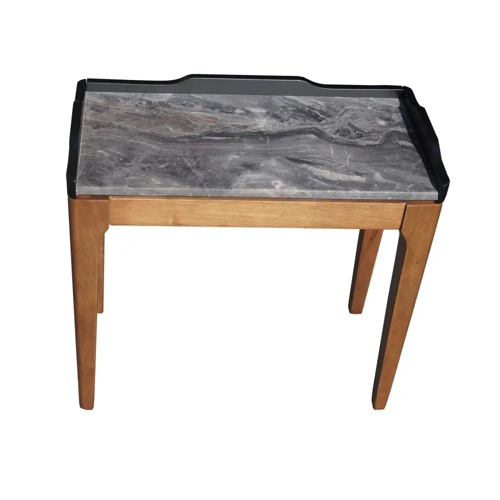 Design Square Square Wooden Side End Lamp Table Paladina Look - Walnut & Grey