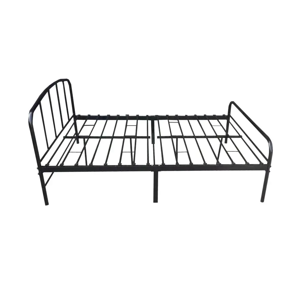 Design Square Metal Bedframe Queen Size Country Style - Black