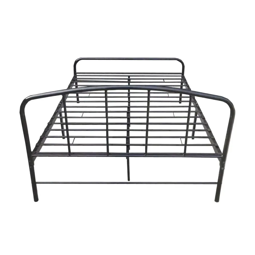 Design Square Metal Bedframe Queen Size Country Style - Black