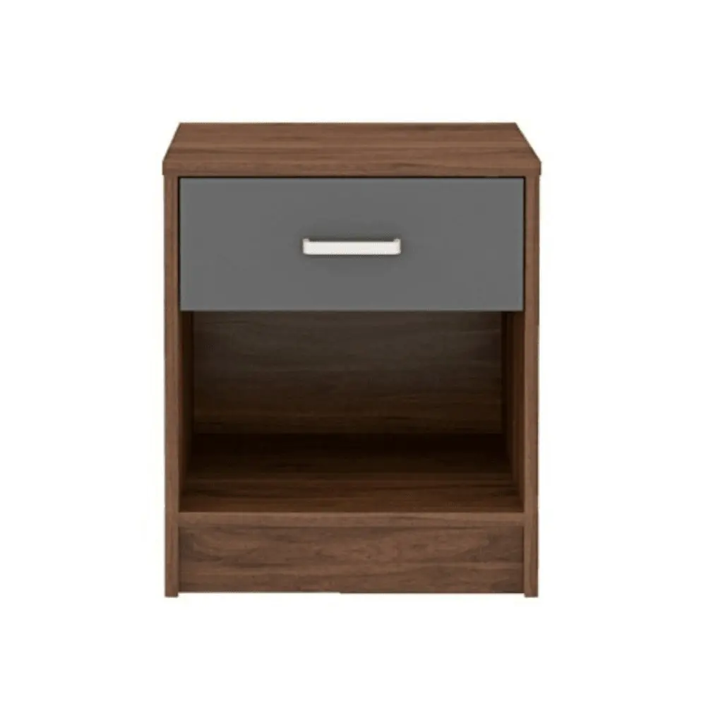 Tammy Open Shelf Nightstand Bedside Side Table W/ 1-Drawer - Columbia/Dark Grey