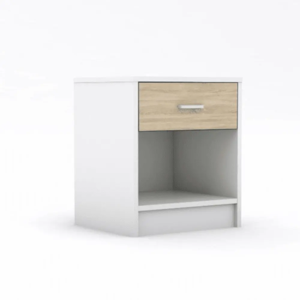 Tammy Open Shelf Nightstand Bedside Side Table W/ 1-Drawer - White/Oak