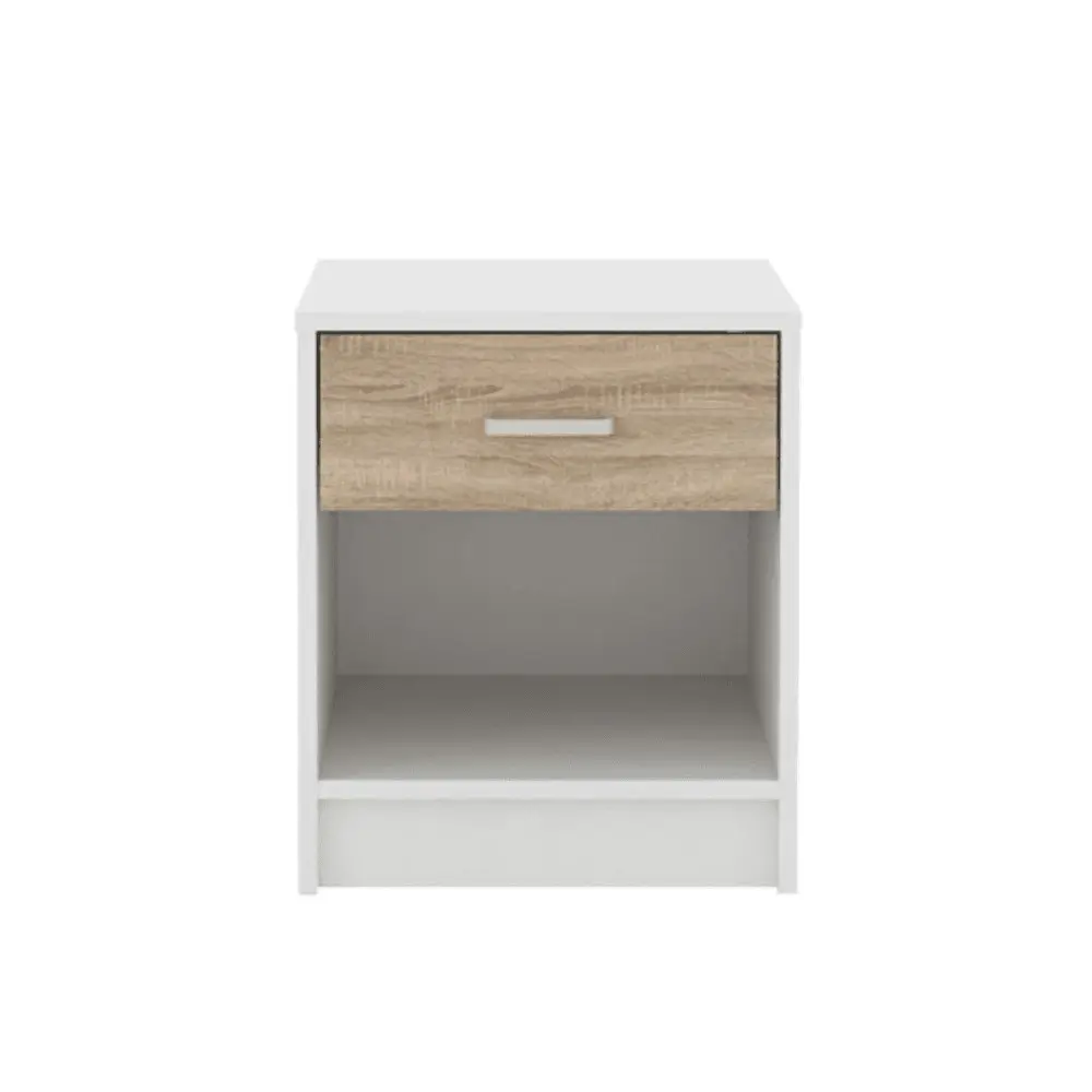 Tammy Open Shelf Nightstand Bedside Side Table W/ 1-Drawer - White/Oak