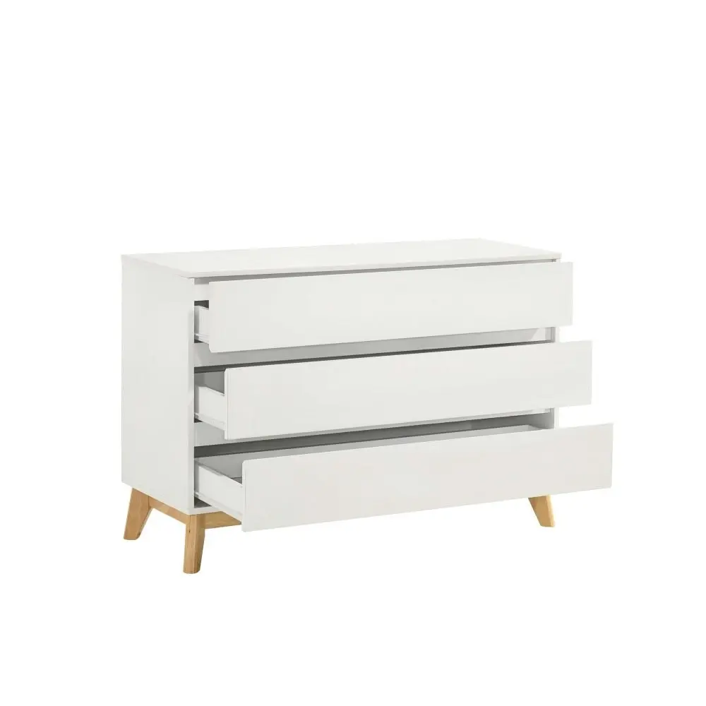 Design Square Minere Modern Wooden Chest Of 3-Drawers Lowboy Storage Cabinet - White/Oak