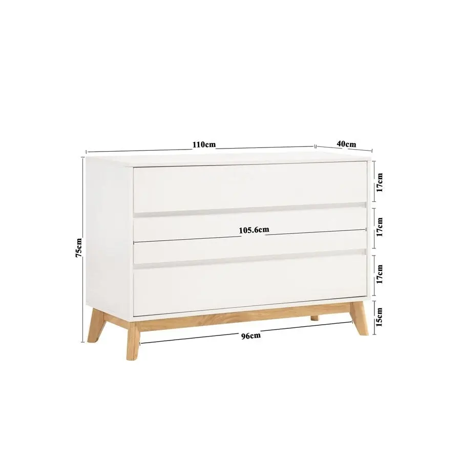 Design Square Minere Modern Wooden Chest Of 3-Drawers Lowboy Storage Cabinet - White/Oak