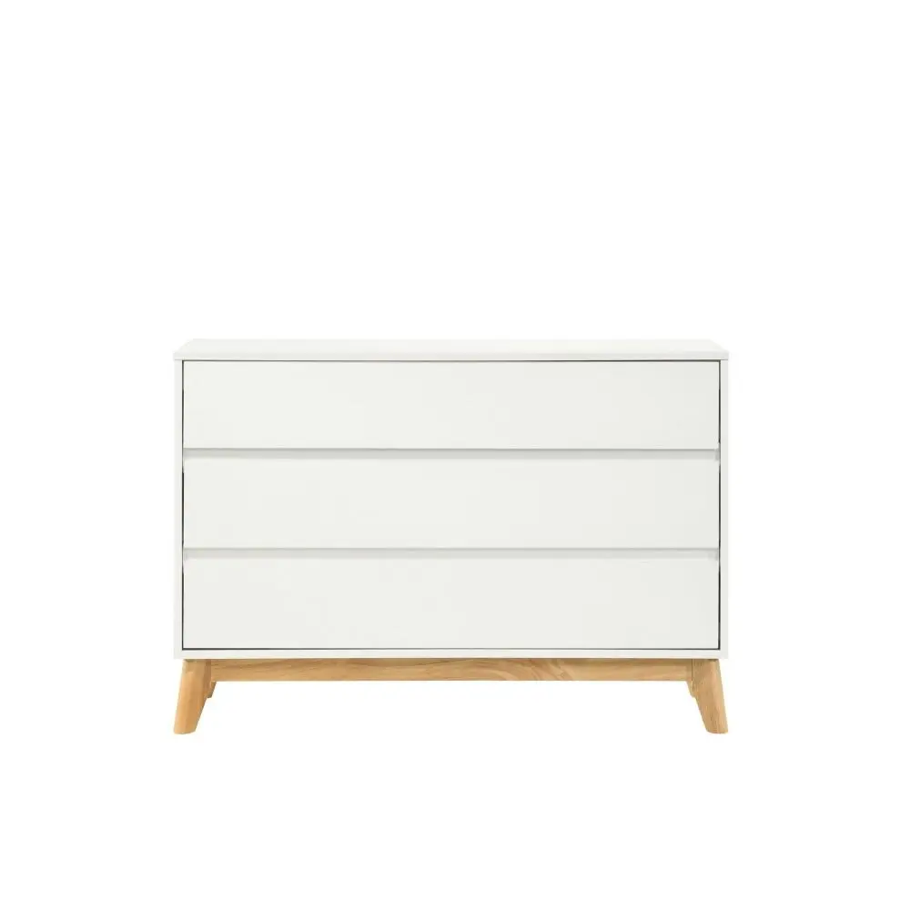 Design Square Minere Modern Wooden Chest Of 3-Drawers Lowboy Storage Cabinet - White/Oak